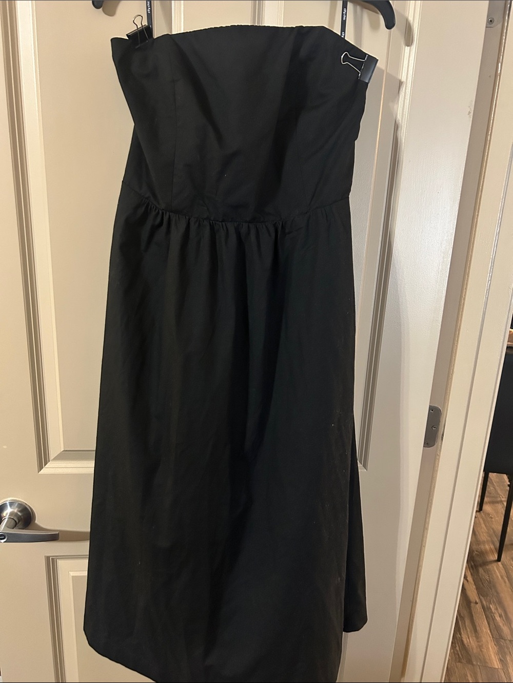 City Chic Black Strapless Midi Dress with Subtle Texture